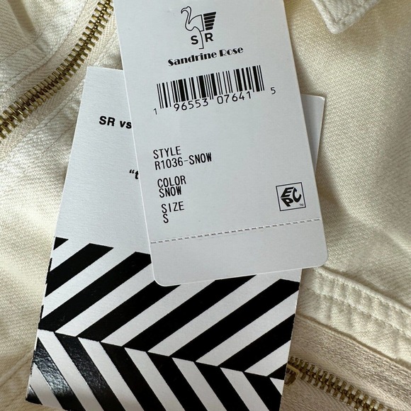 Sandrine Rose Oversized Cotton/Linen Zip Jumpsuit Snow Women S NWT Chest Pocket - Picture 10 of 11